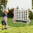 thumbnail image 4 of Costway Giant 4-in-a-Row Game Set with Ring-toss, Basketball Hoop, Golf Club & Cup Holders Pink+White, 4 of 10