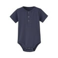 thumbnail image 1 of LSLJS Toddler Newborn Baby Strip Ribbed Short-sleeved Romper Jumpsuit, 1 of 2
