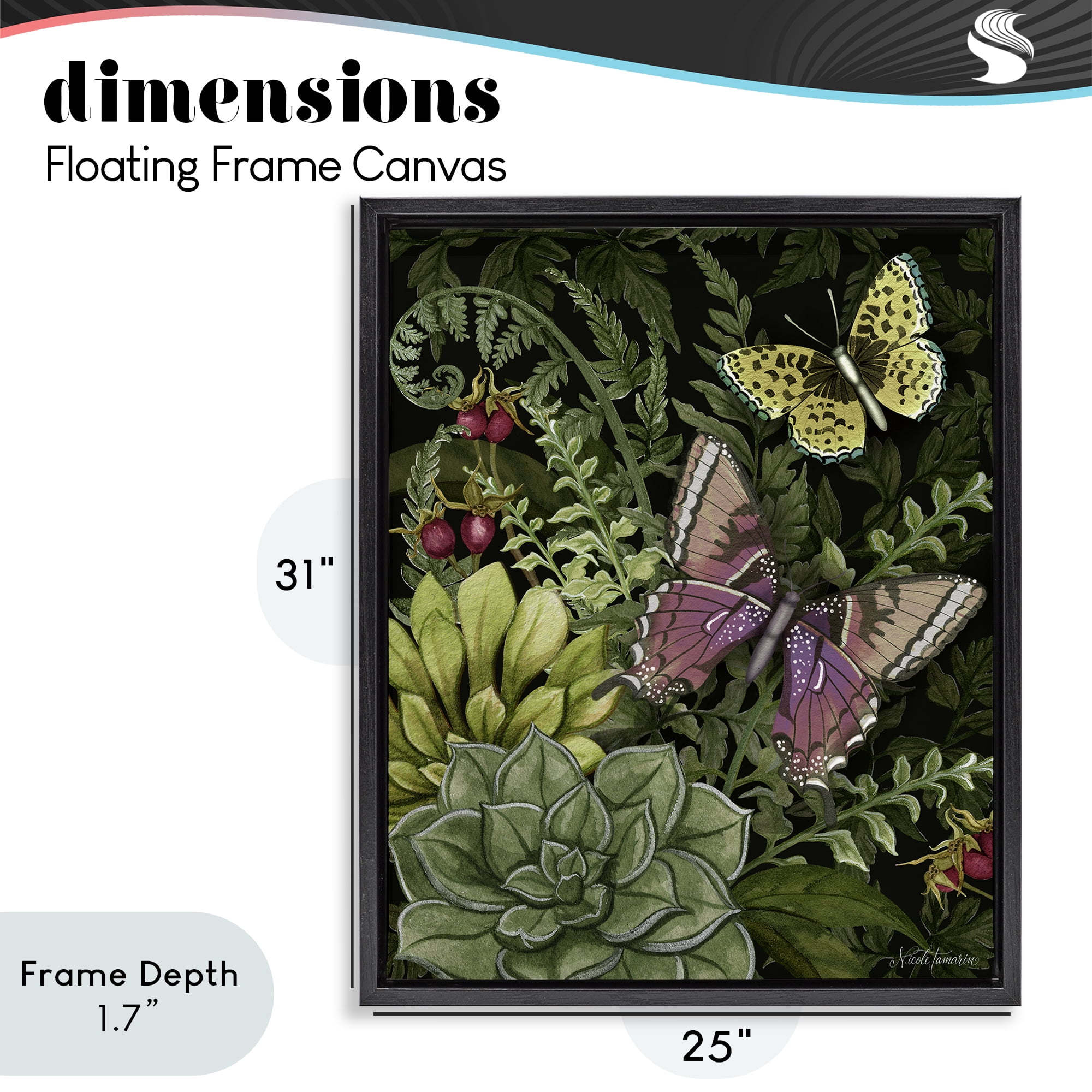 Stupell Industries Dark Succulents Midnight Garden Black Framed Floater Canvas Wall Art, design by Nicole Tamarin