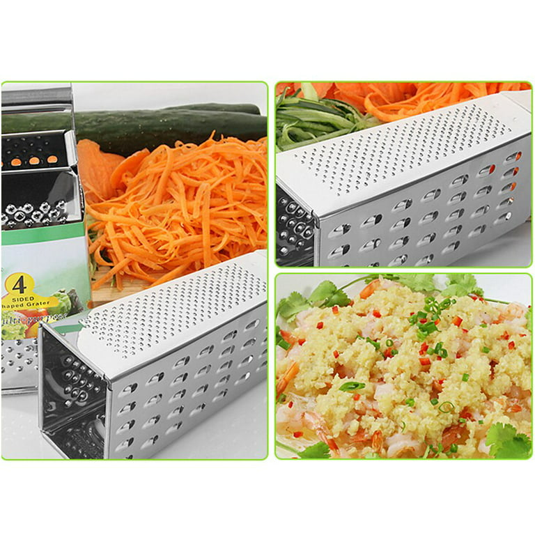 TUPMFG Box Grater, Stainless Steel Kitchen Cheese Grater with 4 Sides for  Parmesan Cheese, Vegetables, Ginger Handheld Food Shredder Silver