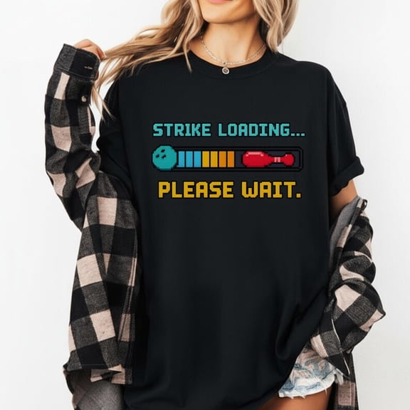 MiyazakiLy trike Loading Please Wait Shirt Funny Bowling Tee Retro Bowler T Shirt Bowling Gift For Men And Women Vintage Gamer Bowling Graphic Top