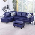 thumbnail image 5 of Star Home Living 3-Piece Faux Leather Left Facing Sectional in Navy Blue, 5 of 5
