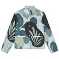 thumbnail image 4 of Jackets for Women Winter Coat Jackets Flannel Stand Collar Jacket(Tropical Leaf Print Design,Size:S-4XL), 4 of 7