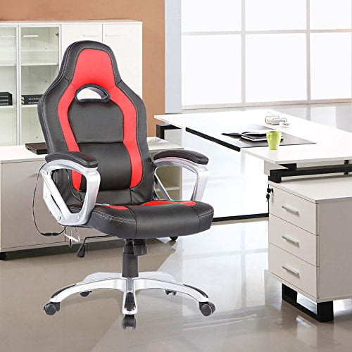 Pu Leather Heated Office Chair 6 Vibration Massage Ergonomic Vibrating