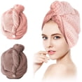 thumbnail image 1 of Toalla turbante, turbante para el cabello, toalla para el cabello, toalla pañuelo para la cabeza, toalla para la cabeza con botón de microfibra de secado rápido, toalla para el cabello para todo tipo de cabello - 2 piezas, 1 of 8