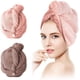 thumbnail image 1 of Turban Handtuch,Haarturban,Handtuch Haare,Handtuch Kopftuch,Kopfhandtuch mit knopf mikrofaser schnell trocknend,Haar trocknendes Tuch für alle haartypen - 2 StückRosa+marrón, 1 of 1