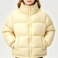 thumbnail image 3 of Teylalorva Girls Outerwear Jackets Stand Collar Zip Up Thick Warm Puffer Coat Long Sleeve Winter Outerwear（1-11） Yellow Size 9, 3 of 8