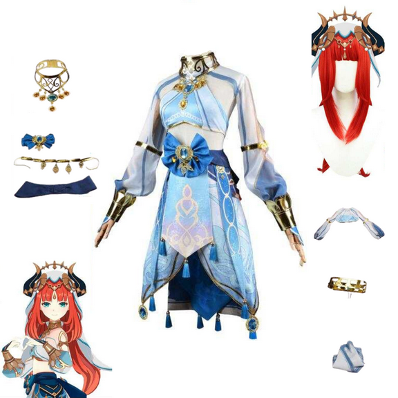 Cosplay Life NILOU Genshin Impact Cosplay Complete Anime RPG Costume Set with Wig and Accessories (M)