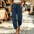 thumbnail image 4 of Hurxie Women's High Waisted Sweatpants Workout Active Joggers Pants Baggy Lounge Bottoms Navy,M, 4 of 6