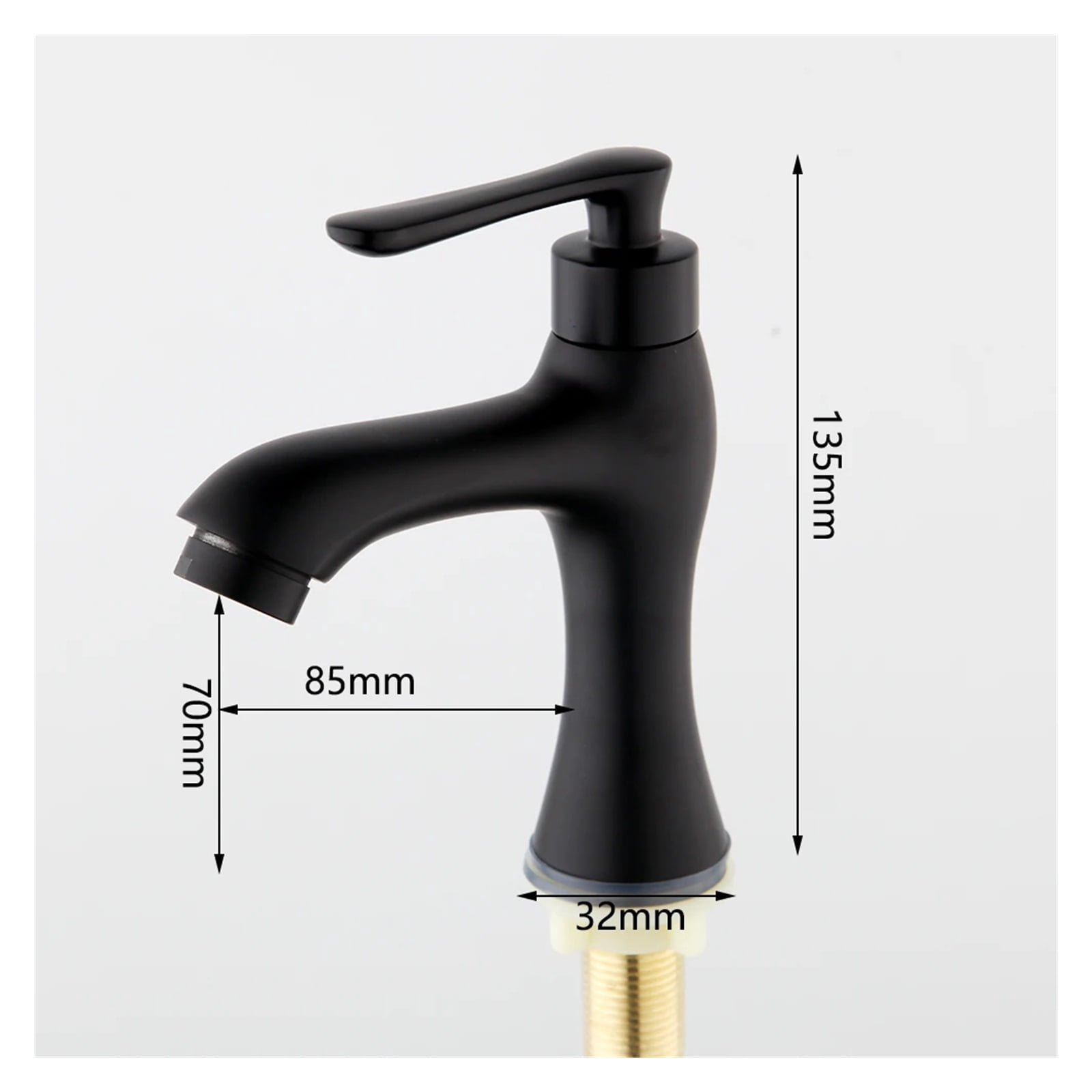Matte Black Bathroom Faucet, Basin Sink Single Lever Only Cold Faucet, Deck Mounted Washbasin Spray Spout Bathtub Tap ,Leakproof Design