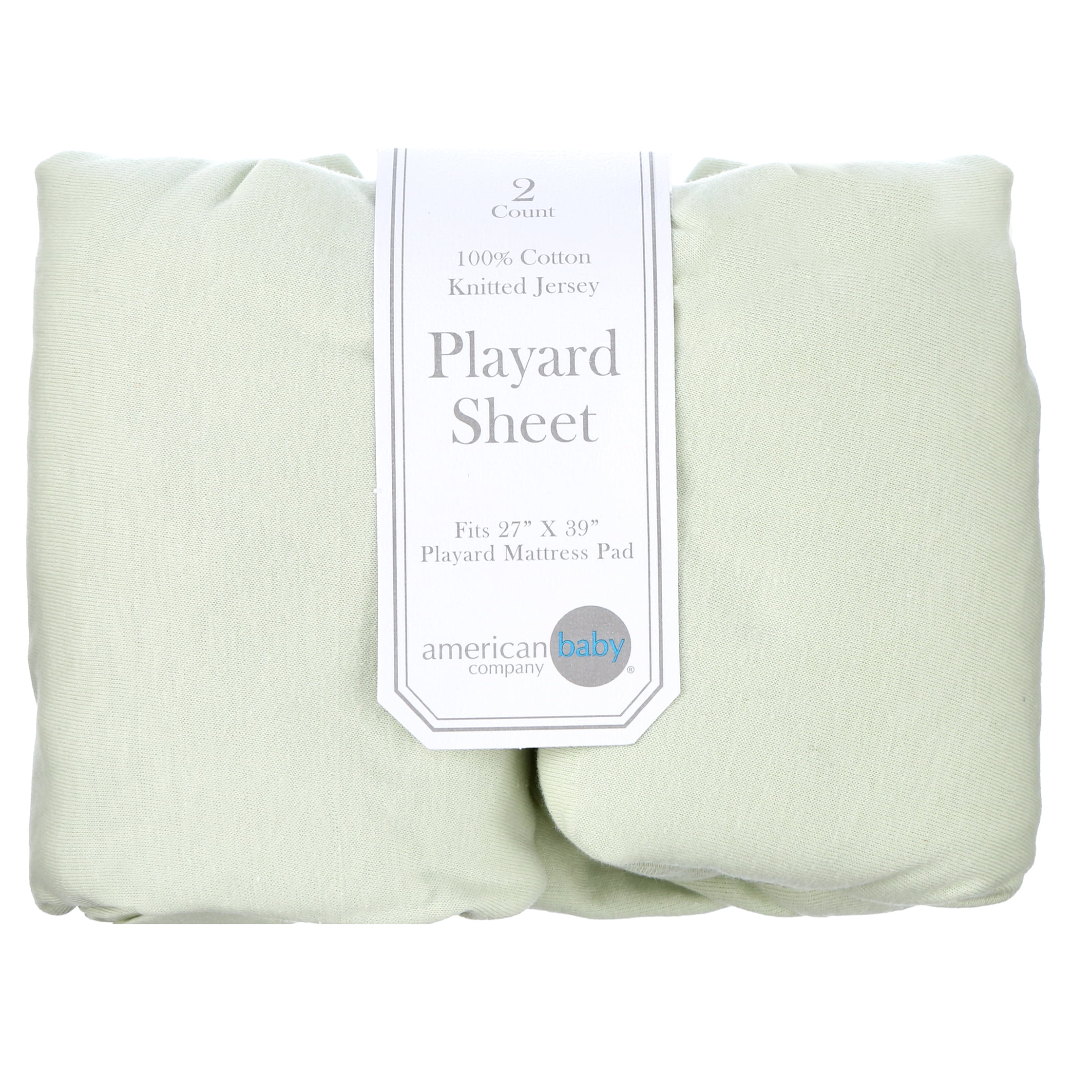 American Baby Company 2 Pack 100% Natural Cotton Fitted Pack and Play Sheets 39" x 27" - Soft & Breathable Pack N Play Sheets for Playard & Mini Crib Mattress, Celery, for Boys & Girls