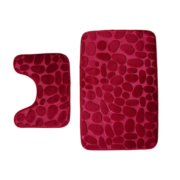 Conjunto de 2 Alfombra de Baño Macarena Funda de Asiento y Alfombra y Caja de Tejido Rojo