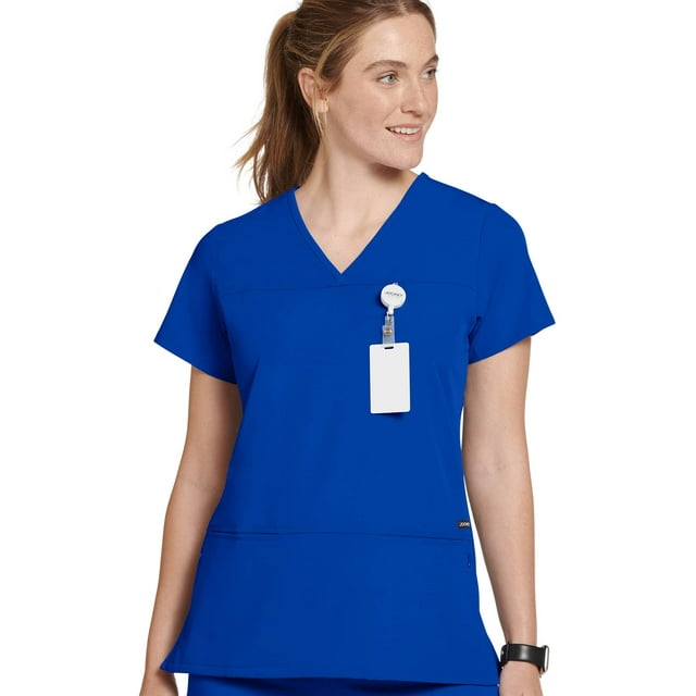 Jockey Haut d'Uniforme Médical pour Femmes à Coupe Ajustée, Croisé, Col en V