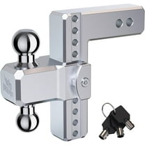 RENO Adjustable Trailer Hitch, 8" Rise/Drop Hitch Ball Mount for 2.5" Receiver Aluminum Dual-Balls with 2 Inch and 2-5/16 Inch - 18,500 lbs Towing Capacity