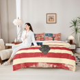 thumbnail image 4 of Castle Fairy Vintage American Flag King Bedding 7pcs,Rustic Woodland Wildlife King Bed in a Bag,Red Cream Navy,Reversible, 4 of 7