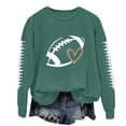 thumbnail image 2 of Holzkary Game Day Sweatshirts Women Football Sweatshirt Football Rugby T-Shirts Casual Game Day Fan Pullover Top Spring and Summer Lapel Art Round Neck Button Loose Pullover Tops Casual Shirt Green S, 2 of 4