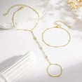 thumbnail image 5 of Turandoss 14K Gold Plated Hand Chain Bracelet for Women Dainty Ring Tiny Coin Cubic Zirconia Finger Jewelry Teacher Appreciation Mothers Day Graduation Gifts for Her Mom Kids Teen Girls Wife Ideas, 5 of 7
