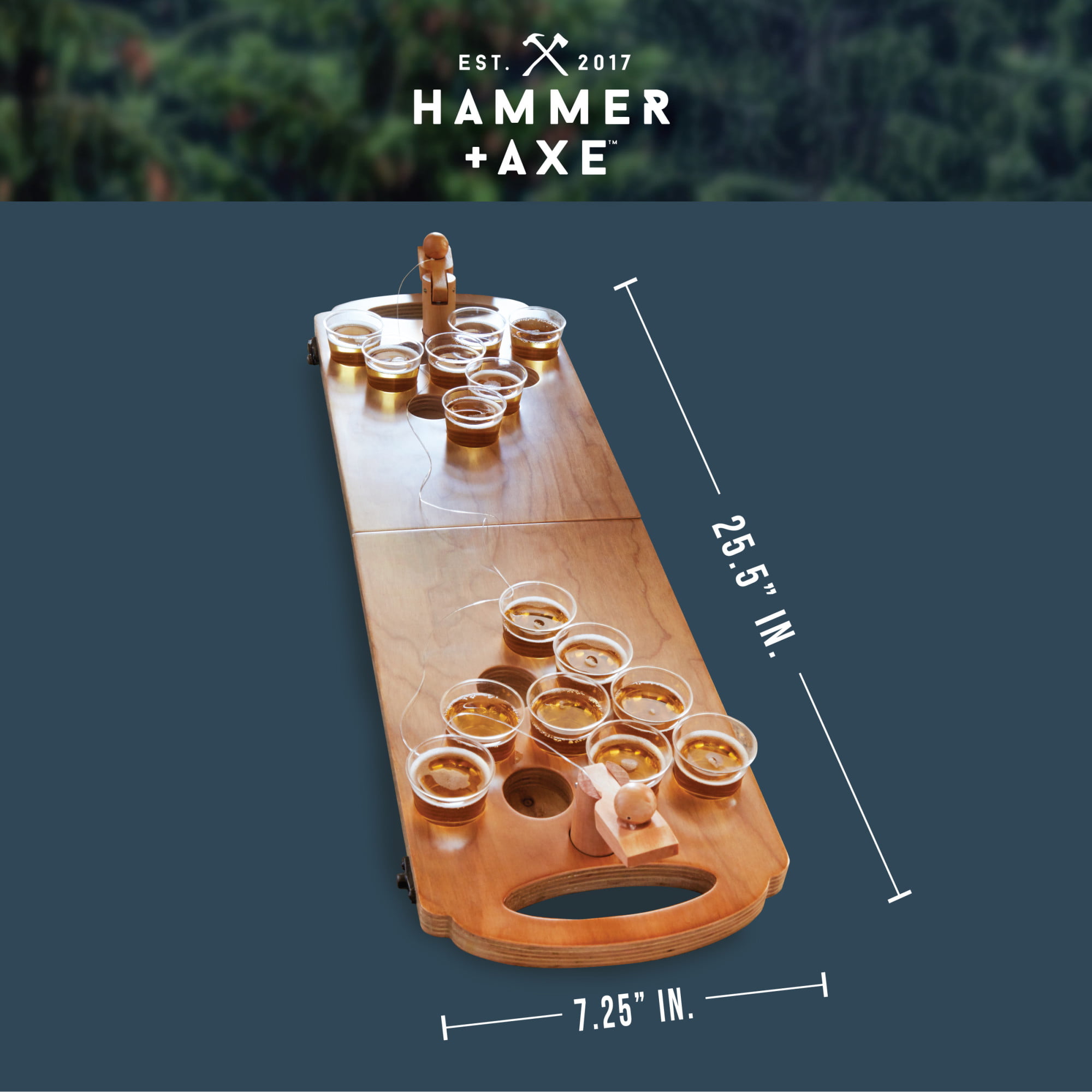 Hammer + Axe Mini Beer Pong Drinking Game Catapult Portable Wooden