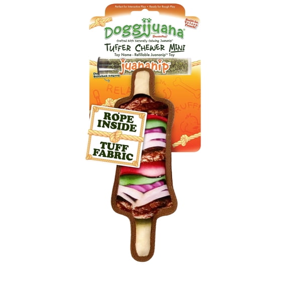 Doggijuana Tuffer Chewer Mini Grilled Kebab Refillable Dog Toy with Juananip