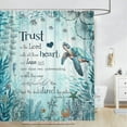 thumbnail image 4 of Beach Sea Turtle Bible Verse Shower Curtain, Cool Turtle on Blue Teal Coastal Nautical Theme Shower Curtain for Bathroom, Underwater Animal Fish Seashell Jellyfish Shower Curtain with Hooks, 70X75IN, 4 of 5