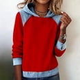 thumbnail image 2 of Yigetop Hoodie Sweatshirt for Women Women's Denim Patchwork Hoodies Sweatshirts Cute Long Sleeve Soft Casual Pullover Cute Shirts for Women Red L, 2 of 4
