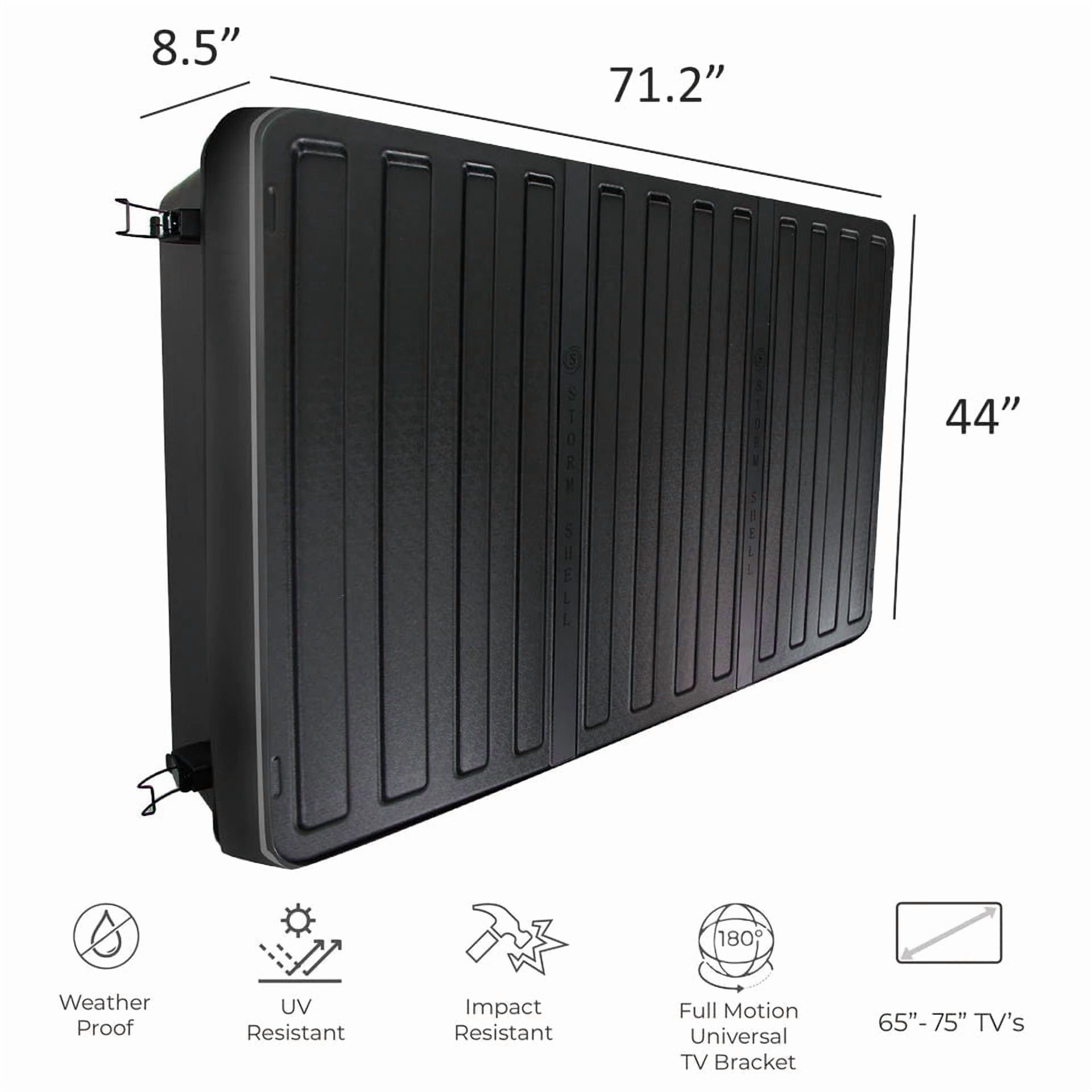 Storm Shell Weatherproof Outdoor TV Enclosure, Fits up to One 75" TV, Black
