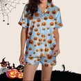 thumbnail image 5 of RMGVDSD Halloween Pajamas Set for Women 2 Piece Cute Pumpkin Print Short Sleeve Sleepwear Button Down Loungewear Holiday Party Pajama Shorts Sets, 5 of 7