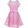 thumbnail image 2 of Big Girls' Illusion Lace Top Stone Belt Holiday Party Flower Girl Dress Rose 8 (J19KS88), 2 of 4
