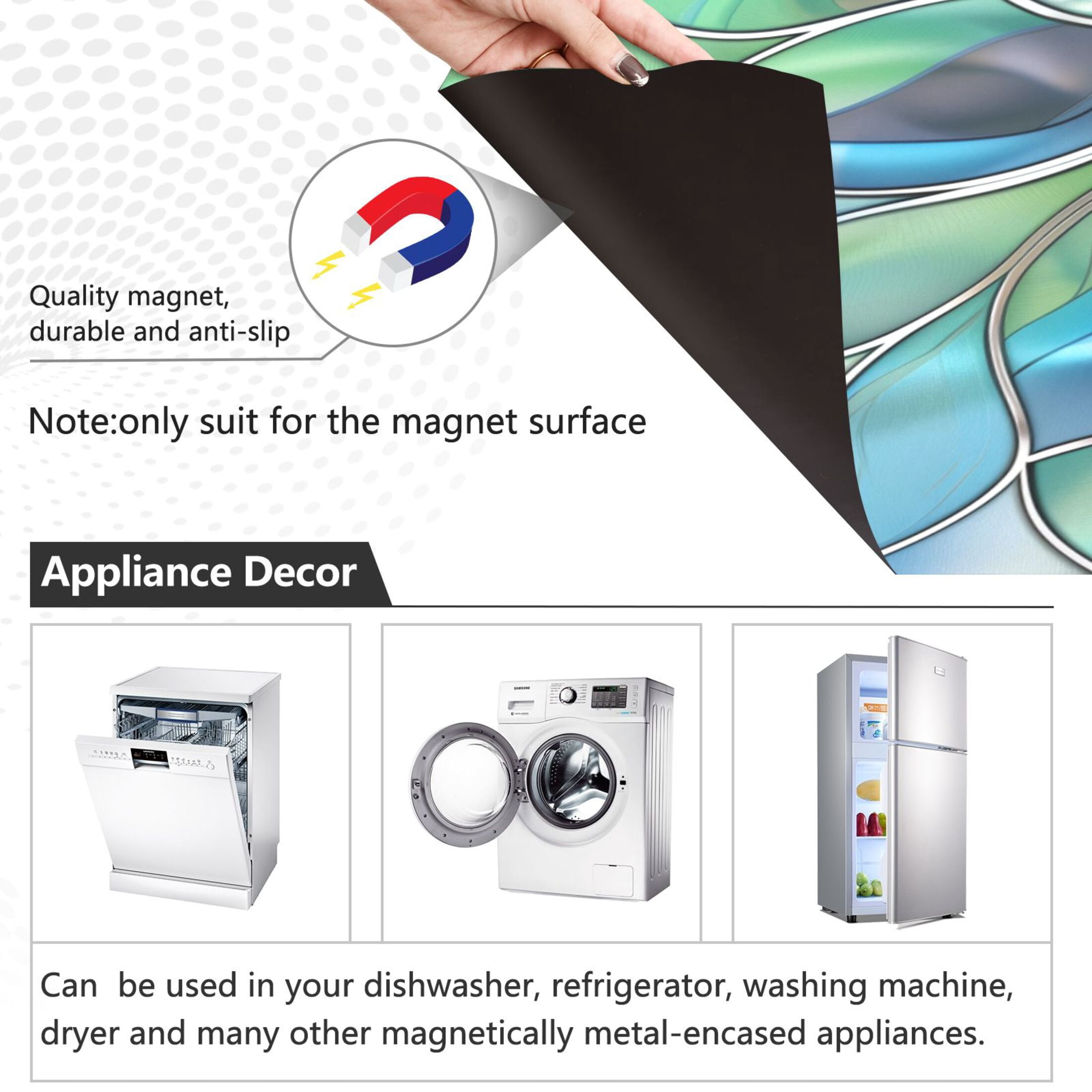 Ryvnso 3d Abstract Floral Dishwasher Magnetic Refrigerator Magnet Cover Kitchen Home Decorative 23"x26"