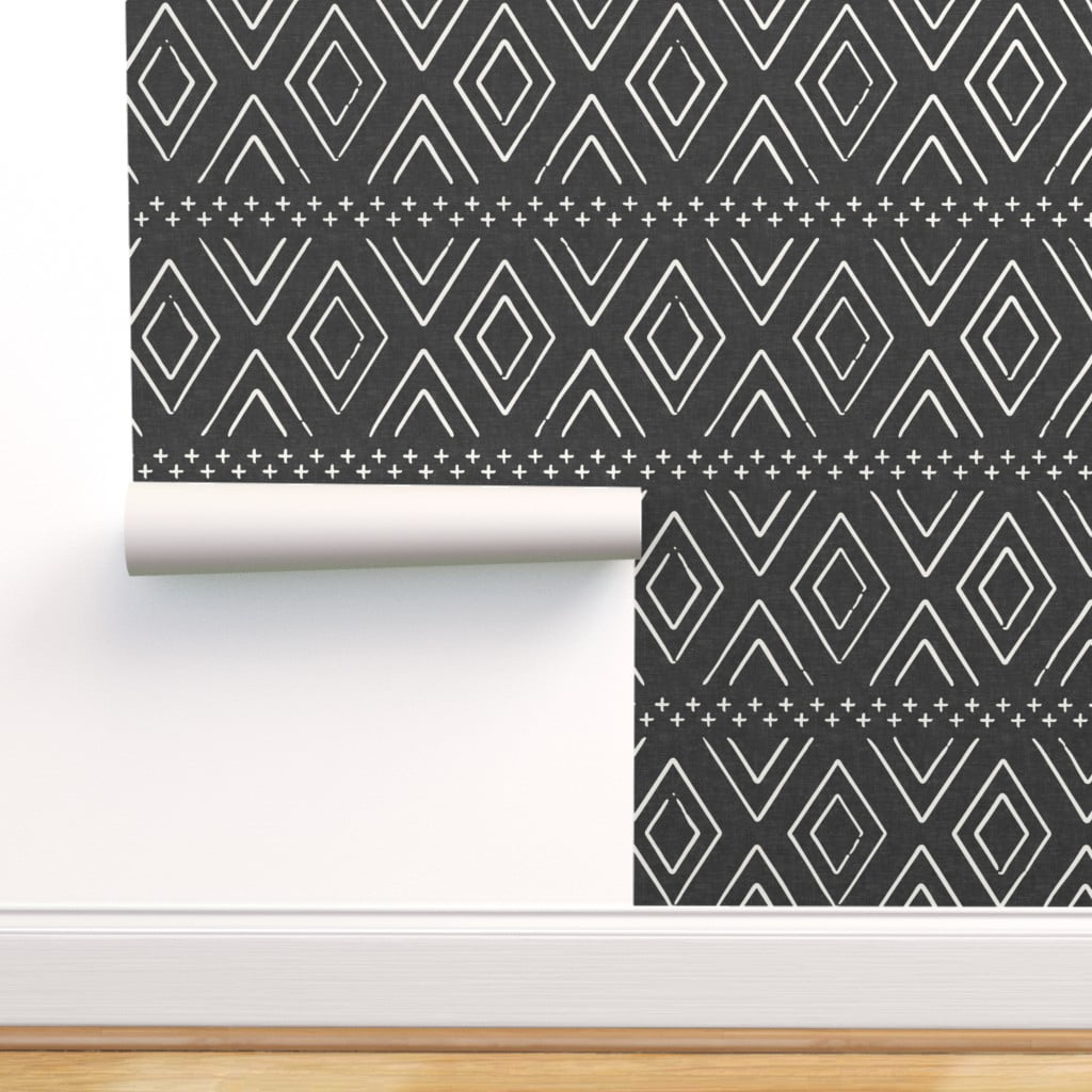 Peel & Stick Wallpaper 12ft x 2ft - Monochrome Farmhouse Mid Century