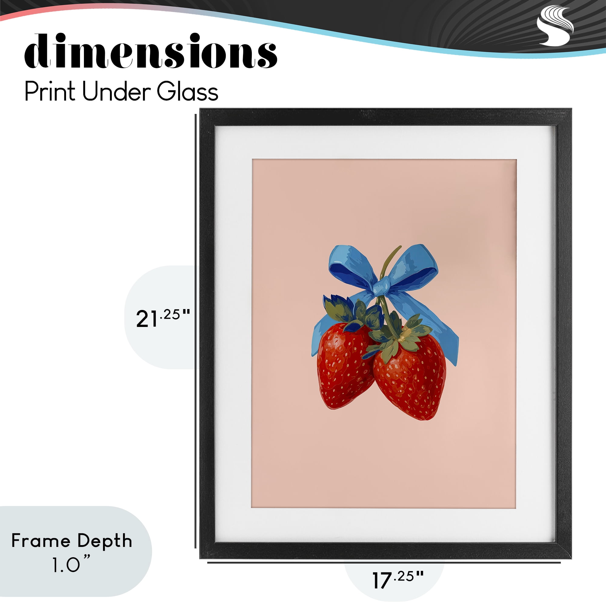 Stupell Industries Strawberry Pair with Blue Bow Black Framed Print Under Glass, design by Imagine It Images