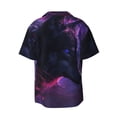 thumbnail image 6 of Lsque Galactic Wolf Stare print Men's Cuban Collar Short Sleeve Shirt Summer Beachwear Casual Button Down Fashionable Vacation Leisure Shirt-XX-Large, 6 of 7