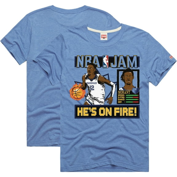Unisex Homage Ja Morant Light Blue Memphis Grizzlies NBA Jam Tri-Blend T-Shirt