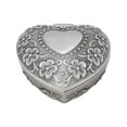 thumbnail image 2 of Joyero en forma de corazón con diseño de flores talladas de estilo retro, de metal, para guardar joyas y decorar., 2 of 14
