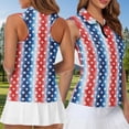thumbnail image 4 of Jeiento 4Th of July Men Women Matching Golf Shirts Women Golf Shirts Golf Tank Top Patriotic Star Stylish Collared Tennis Shirt Activewear for Men Active Couple Wear, Women's XL, 4 of 7