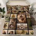 thumbnail image 2 of Manfei Hunting Wolf Animal Full Size Sheets, Rustic Farmhouse Bed Sheets, Brown Plaid Sheet Sets, Super Cozy Room Decor 4pcs, 2 of 7