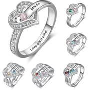 Personalized Mother's Birthstone Ring with Engraved Names | Customize this family ring with 1-6 birthstones and engraved names, available in sizes 6-9 for a meaningful gift