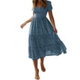 thumbnail image 1 of GZWYHT Robes d'Été, Robes pour Femmes 2025 Robe d'Été à Manches Évasées Imprimé Floral Décontracté Robe Midi Fluide Robes Midi, Robe Florale, Robe Bleue, Robes Boho TG, 1 of 6