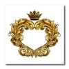 3dRose Pretty Gold Royal Flourish Heart With A Crown - Quilt Square, 6 by 6-inch