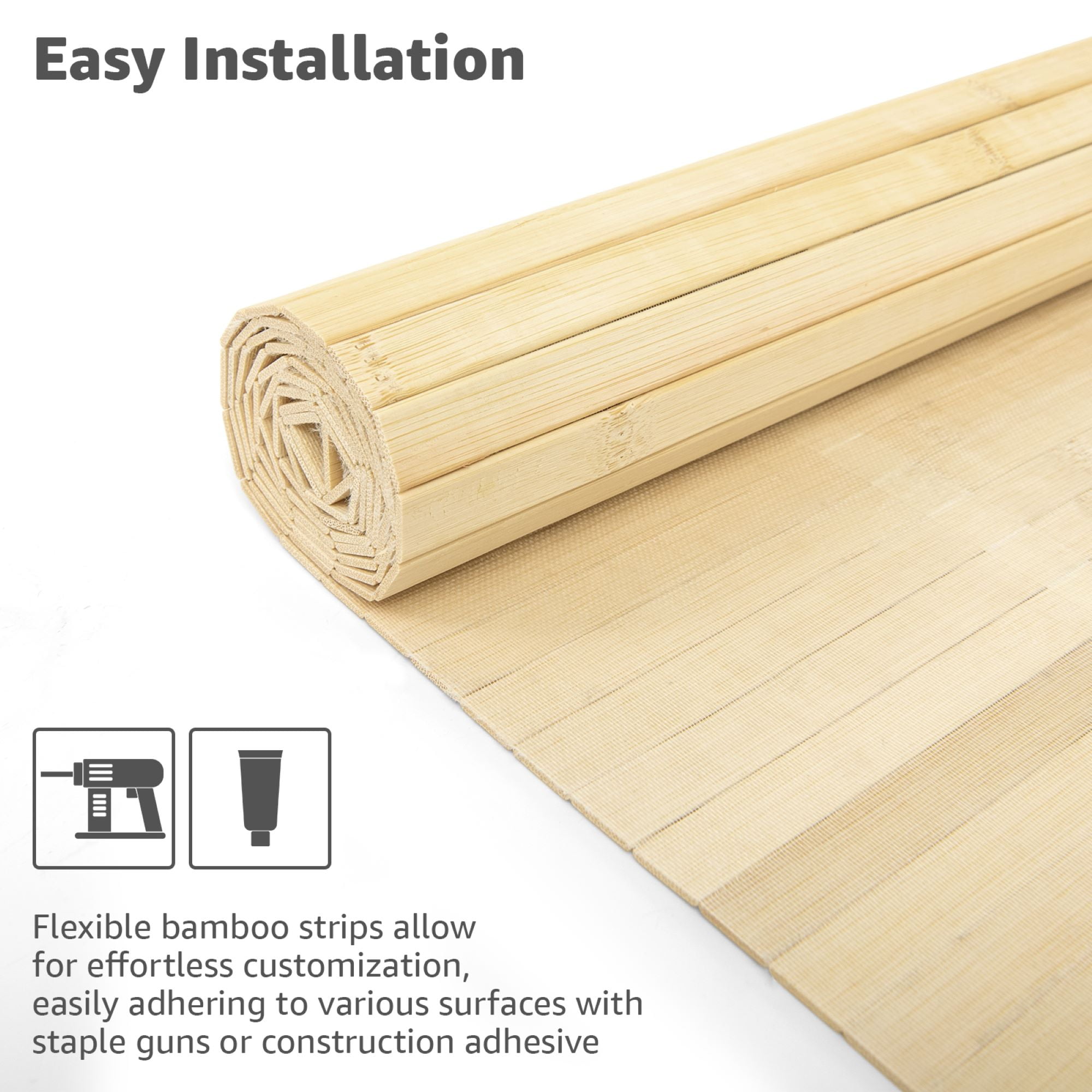 Art3dwallpanel 48'' x 96'' Natural Bamboo Wall Panel for Interior Wall Décor for Living Room, Bedroom,Raw