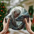 thumbnail image 2 of Elven Warrior & Dragon Fantasy Mythical Wall Decor Sign, 1pc, 8" Round Aluminum Wall Art Metal Sign, Wall Decor For Kitchen, Door, Office, Bedroom Decor, Best Gift For Room, Home Decor, Easter, 2 of 7