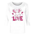 thumbnail image 4 of Camisetas Casuales de las Mujeres Impresas 3/4 Manga Cuello Redondo Blusa, Moda Ligera Superior para el Hogar Y el Uso Diario, Cómoda Imitación de la Tela Del Estante, 4 of 7