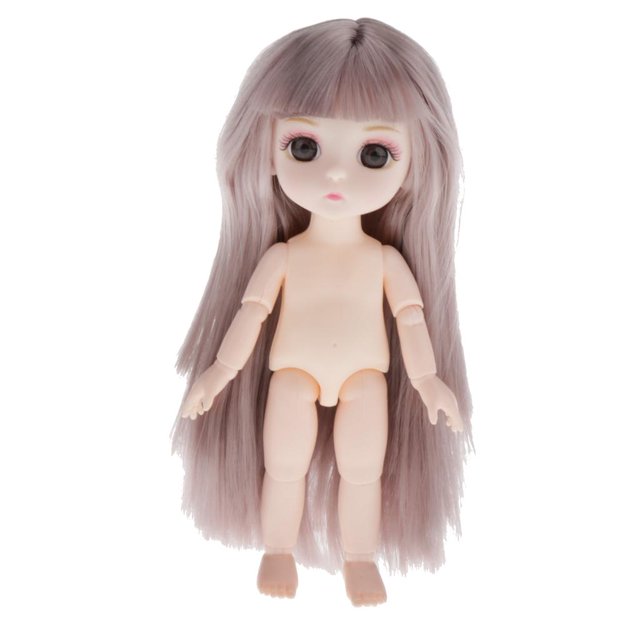 13 articudo articudo móvil desnudo articuda cuerpo de muñeca con peluca de cabellero accesorio de piezas de bricoje 16cm con flequillo Yotijar BJD Doll Body