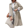 thumbnail image 5 of Spring Fall Women Plaid Patchwork Long Sleeved Single Breasted Casual Trench Coat, 5 of 6