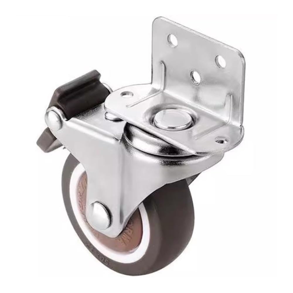 FRKSMD-1.5 Inch Side Mount Casters, 1.5" L-Shaped TPR Rubber Caster, Ball Bearing 360 Degree Plate Swivel Castors Wheel,Industrial Castor Wheels for Carts,Furniture and Workbench(With brake casters