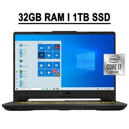 Asus TUF F15 Gaming Laptop 15.6" FHD 144Hz Display 10th Gen Intel Octa-Core i7-10870H 32GB RAM 1TB SSD NVIDIA GeForce GTX 1660 Ti 6GB RGB Backlit HDMI USB-C DTS Webcam Win10