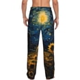 thumbnail image 3 of Picia Oil Starry Sky Sunflower Mens Soft Woven Cotton Elastic Waistband Sleep Pajama Pant Lounge Sleep Pant With Pockets And Drawstring-XX-Large, 3 of 9