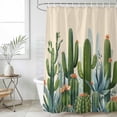 thumbnail image 4 of Green Cactus Bathroom Shower Curtains with 12 Hooks Polyester Waterproof Shower Curtain for Stalls and Bathtubs Watercolor Summer Botanical Beige Decorative Bathroom Privacy Curtain 72x72 Inches, 4 of 9
