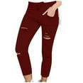 thumbnail image 1 of Yuyuzo Plus Size Leggings for Women High Waisted Drawstring Cutout Ripped Hole Slim Tight Solid Color Pants, 1 of 5