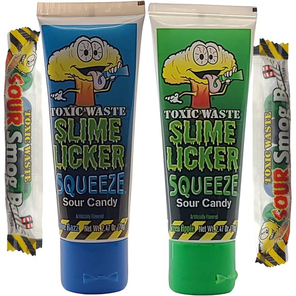 Toxic Waste Candy Slime Lickers Squeeze Sour Candy Bundle Two 2.47 Oz